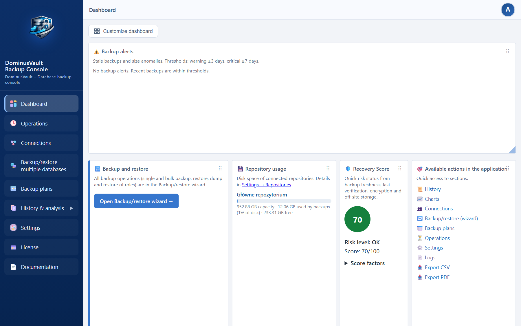 SQL backup for PostgreSQL, MySQL and SQL Server in one console